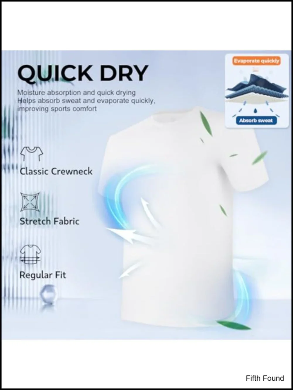 Bamboo Viscose Mens Undershirts 5-Pack Moisture Wicking Stretch Crew Neck